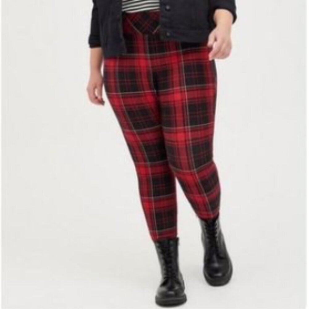 Torrid Women's Pixie Skinny Studio Luxe Ponte High Rise Pant Plaid Size 2X